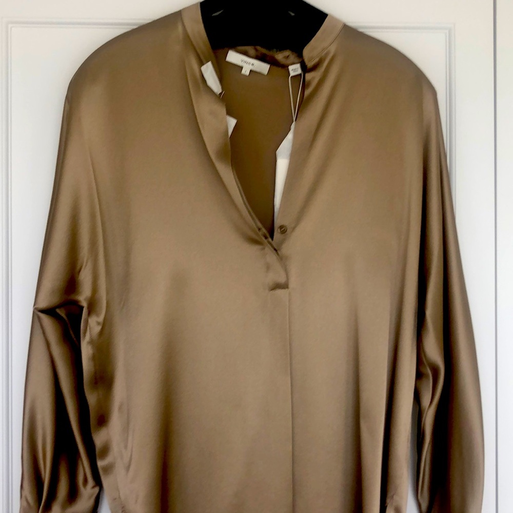 NWT Vince silk blouse in taupe